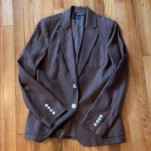 Lauren Brown Linen Blazer Sz 6